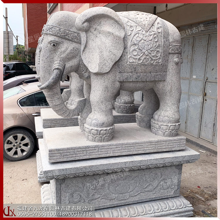 石雕大象一對