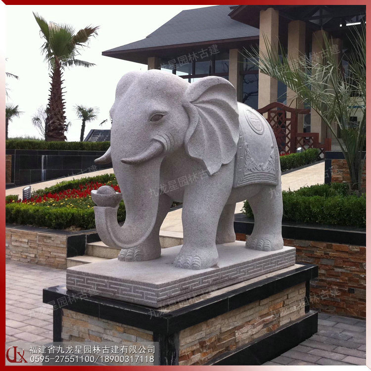 門(mén)口石雕大象擺放圖