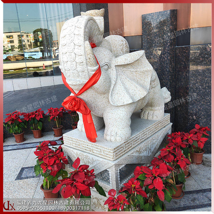 門(mén)口石雕大象擺放圖
