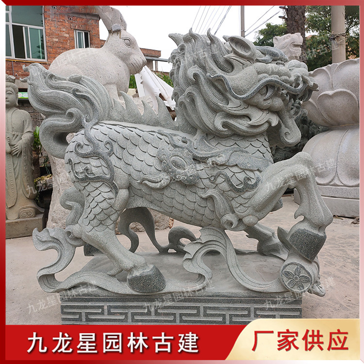 門(mén)口石雕麒麟圖片